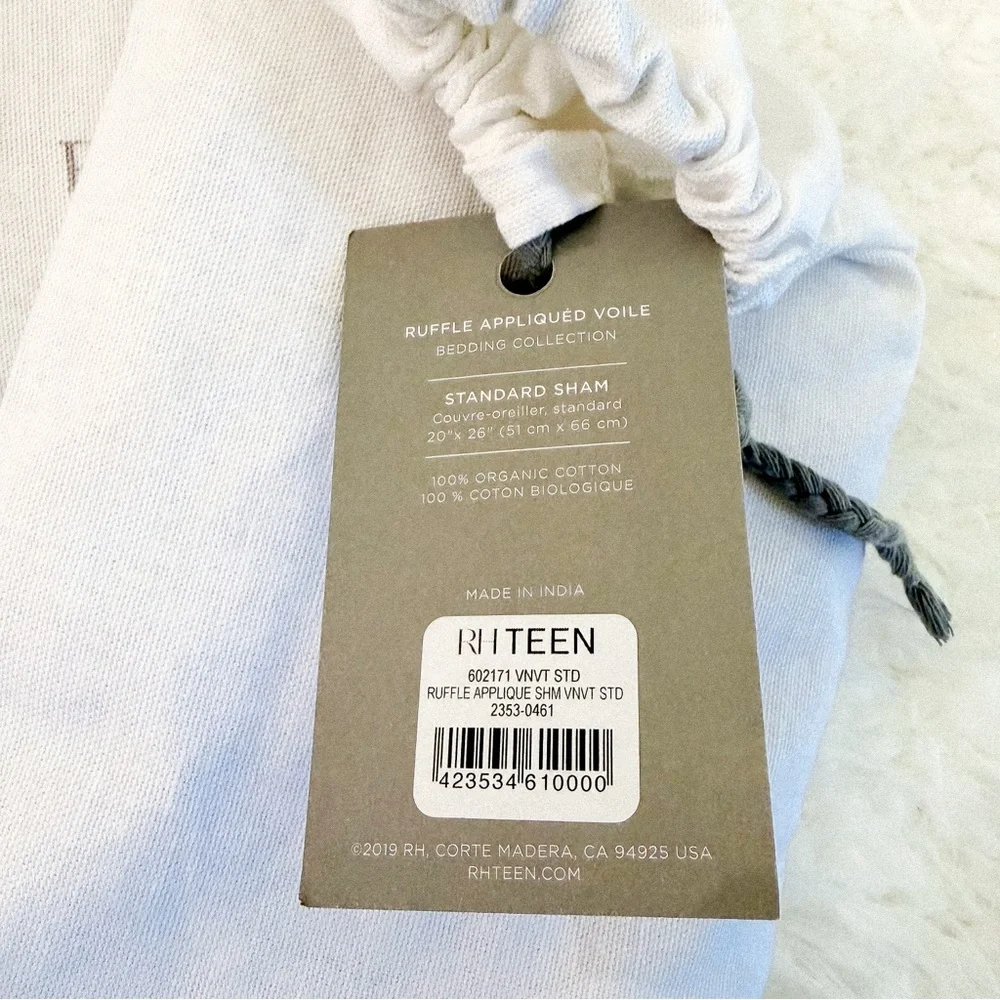 rh teen ruffle appliquéd organic voile bedding set